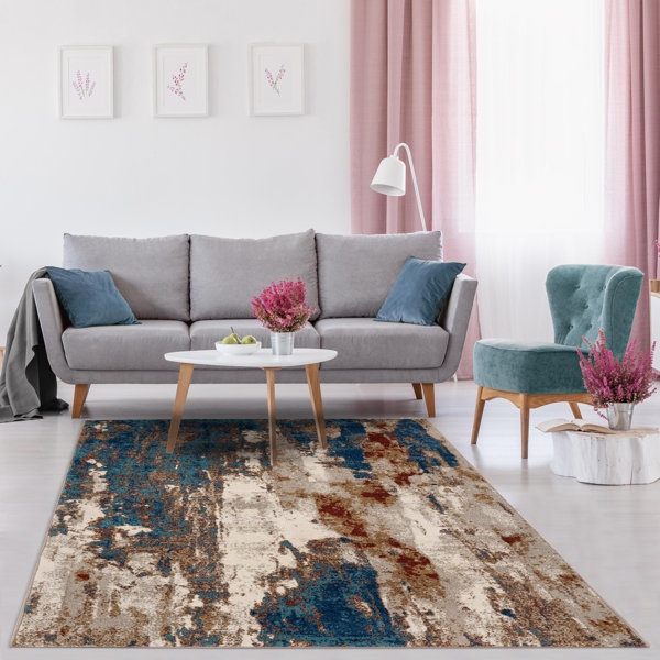 17 Stories Semiha Area Rug in Blue/Beige & Reviews Wayfair